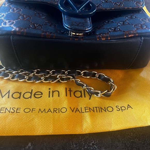 Valentino by Mario Navy and Bronze Crossbody Bag with Chain Strap - Picture 3 of 8